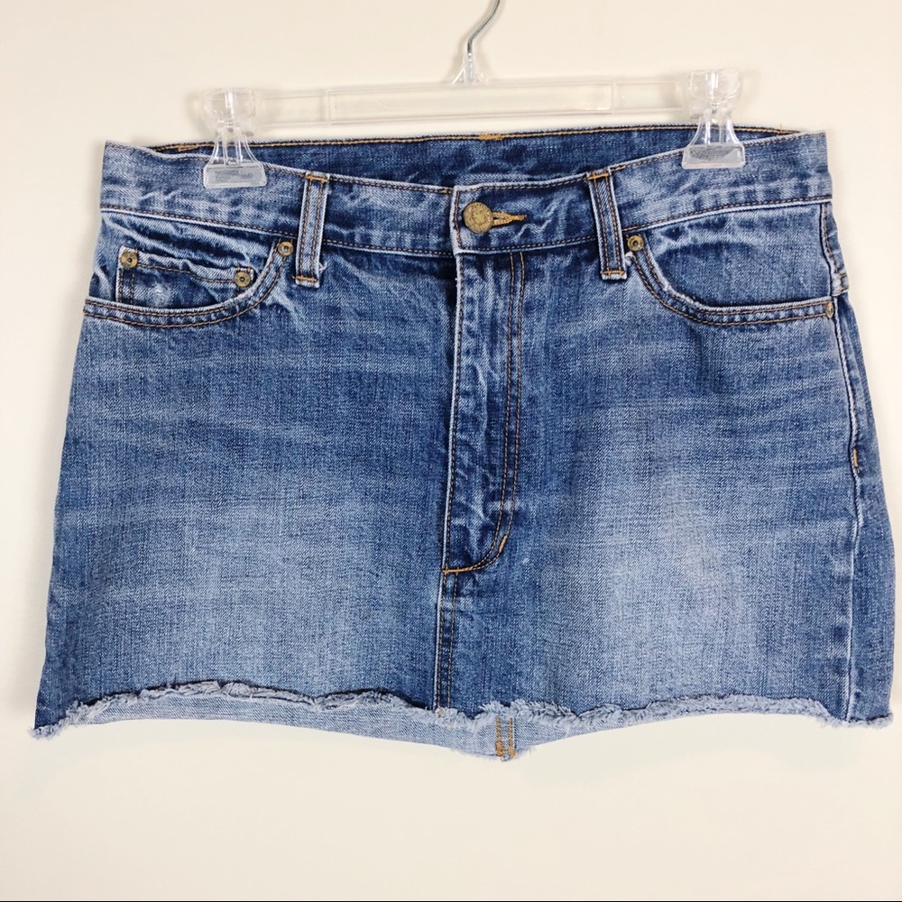 Free People Cutoff Raw Hem Denim Skirt